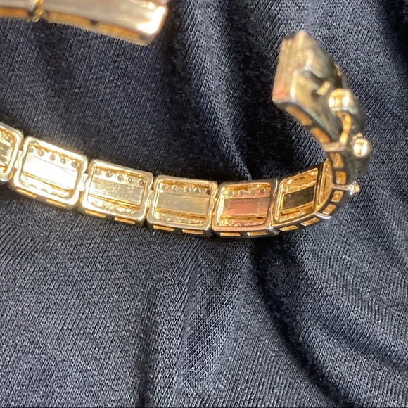 SONIA B CZ 925 GOLD PLATED STERLING SILVER RHINESTONES BRACELET BANGLE - Picture 9 of 10